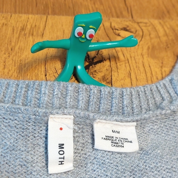 Anthropologie Moth gray batwing pompom stitch sweater, size S - Picture 3 of 8